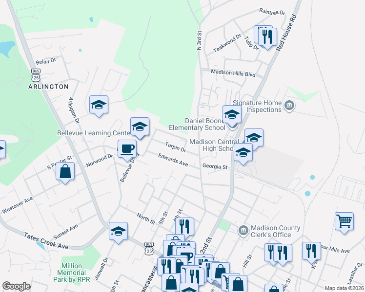 map of restaurants, bars, coffee shops, grocery stores, and more near 703 Sizemore Drive in Richmond