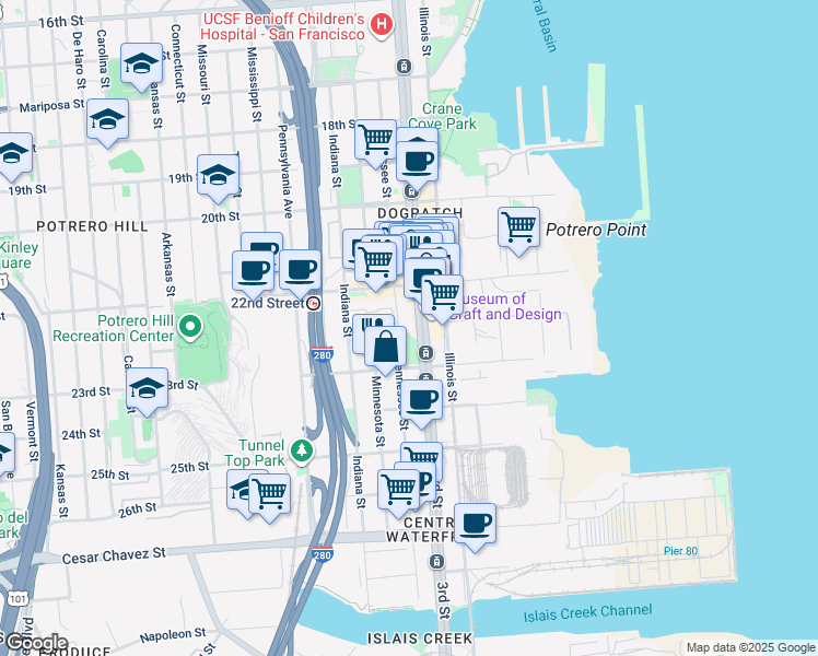 map of restaurants, bars, coffee shops, grocery stores, and more near 1459 18th Street in San Francisco