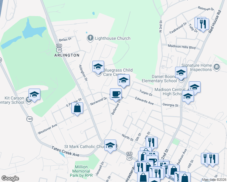 map of restaurants, bars, coffee shops, grocery stores, and more near 254 Lombardy Street in Richmond