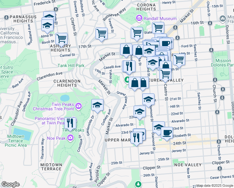 map of restaurants, bars, coffee shops, grocery stores, and more near in San Francisco