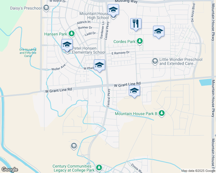 map of restaurants, bars, coffee shops, grocery stores, and more near 59 Vince Street in Mountain House