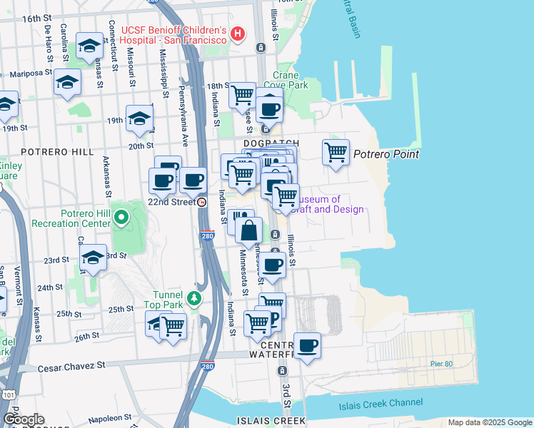 map of restaurants, bars, coffee shops, grocery stores, and more near 1459 18th Street in San Francisco
