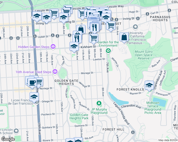 map of restaurants, bars, coffee shops, grocery stores, and more near in San Francisco