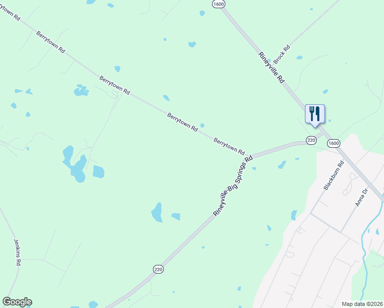 map of restaurants, bars, coffee shops, grocery stores, and more near 133 Berrytown Road in Rineyville