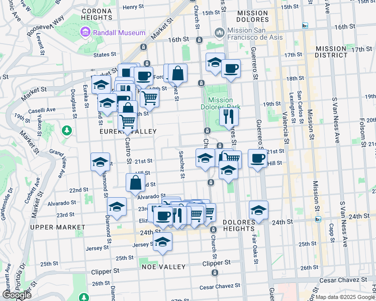 map of restaurants, bars, coffee shops, grocery stores, and more near in San Francisco