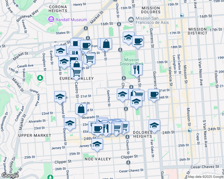 map of restaurants, bars, coffee shops, grocery stores, and more near in San Francisco