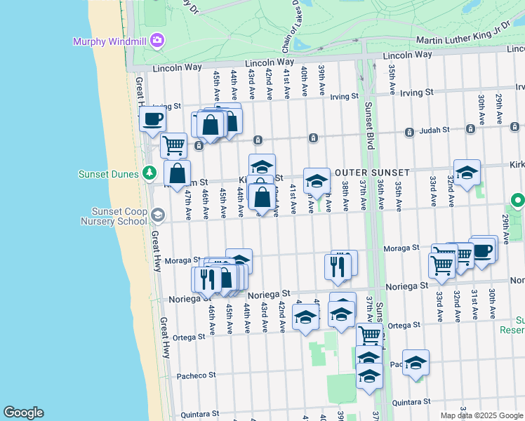 map of restaurants, bars, coffee shops, grocery stores, and more near in San Francisco