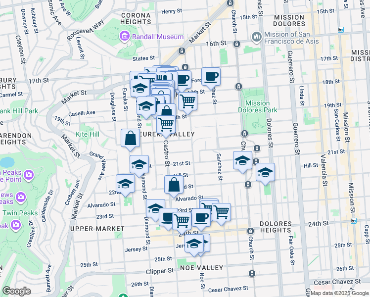 map of restaurants, bars, coffee shops, grocery stores, and more near in San Francisco