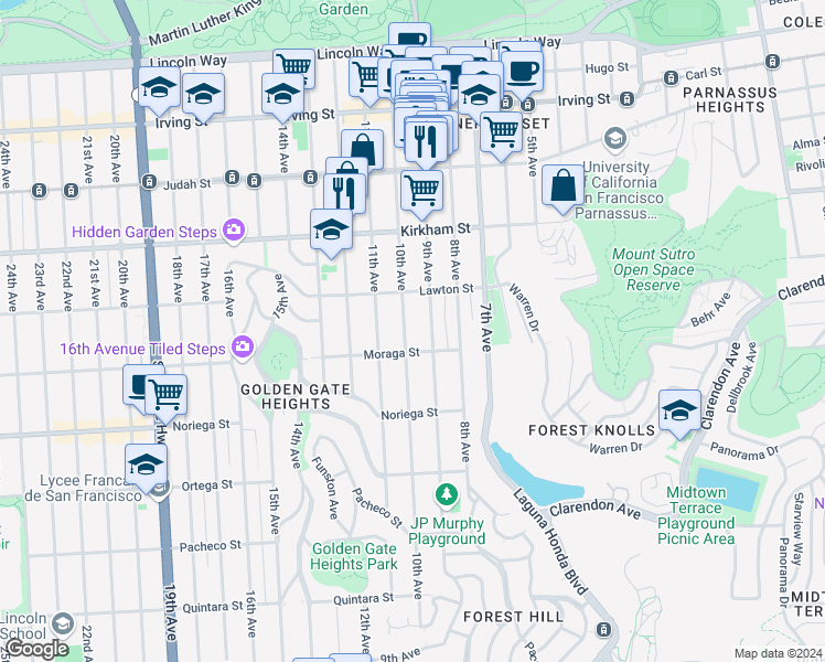map of restaurants, bars, coffee shops, grocery stores, and more near in San Francisco