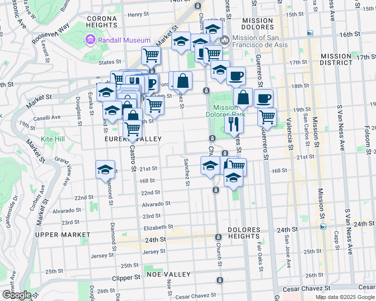 map of restaurants, bars, coffee shops, grocery stores, and more near in San Francisco
