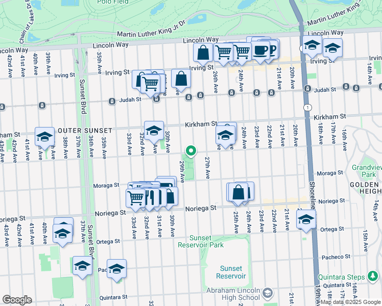 map of restaurants, bars, coffee shops, grocery stores, and more near 2225 Lawton Street in San Francisco