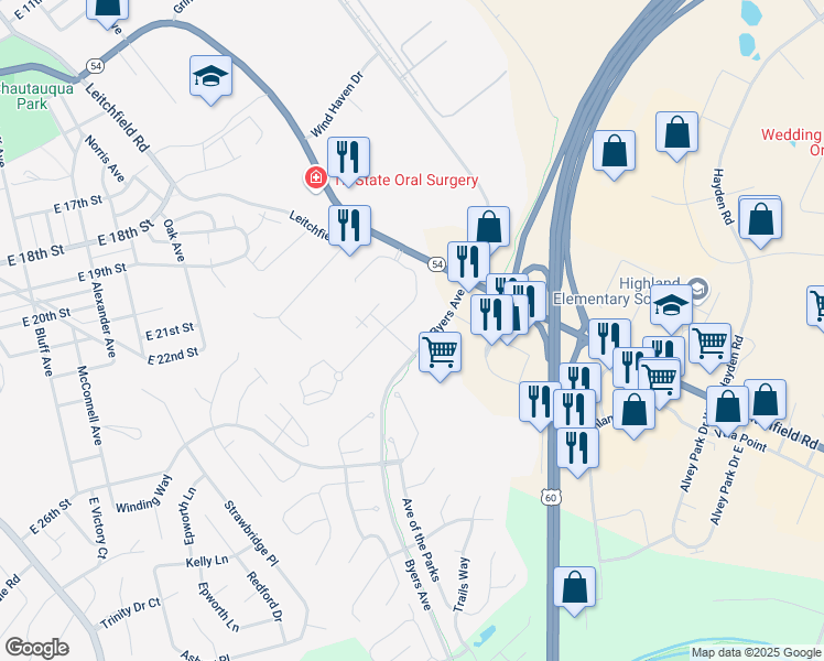 map of restaurants, bars, coffee shops, grocery stores, and more near 2401 Friendship Drive in Owensboro