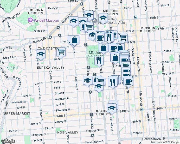 map of restaurants, bars, coffee shops, grocery stores, and more near in San Francisco