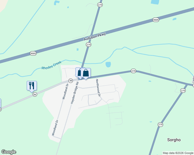 map of restaurants, bars, coffee shops, grocery stores, and more near 6449 State Highway 279 in Owensboro