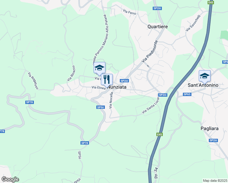 map of restaurants, bars, coffee shops, grocery stores, and more near 10 Via Kennedy in Nunziata