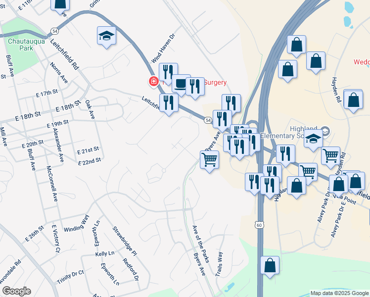 map of restaurants, bars, coffee shops, grocery stores, and more near 2392 Friendship Drive in Owensboro