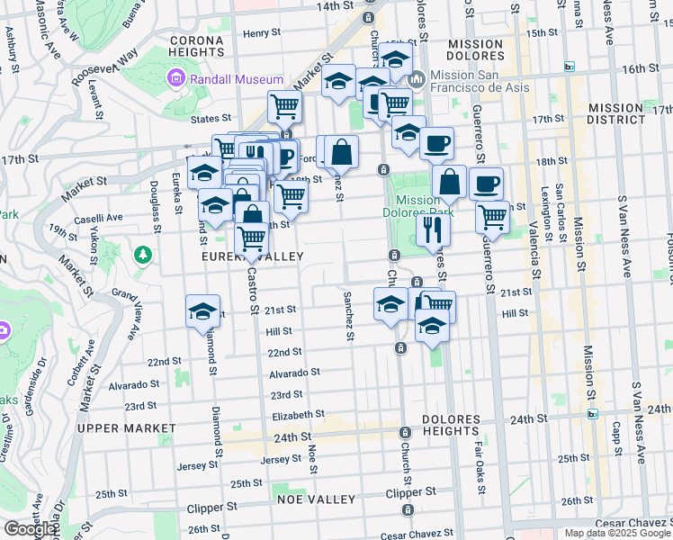 map of restaurants, bars, coffee shops, grocery stores, and more near in San Francisco