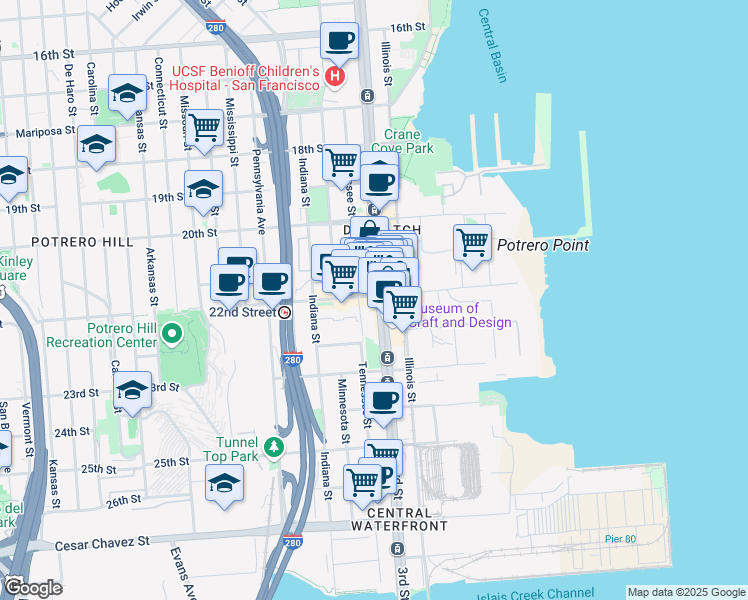 map of restaurants, bars, coffee shops, grocery stores, and more near in San Francisco