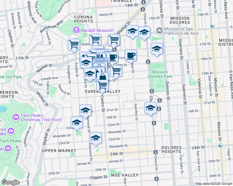 map of restaurants, bars, coffee shops, grocery stores, and more near in San Francisco