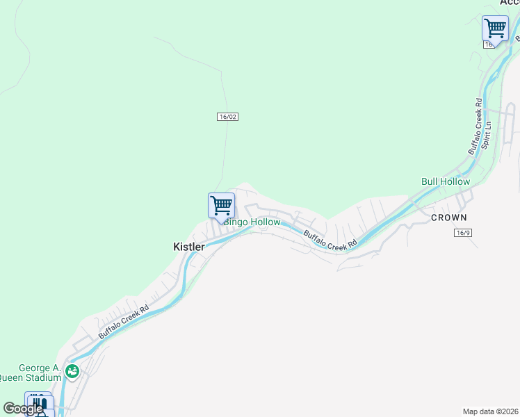 map of restaurants, bars, coffee shops, grocery stores, and more near 119 Olive Branch Way in Kistler