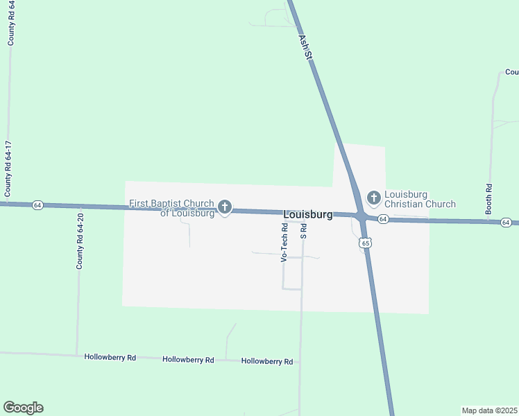 map of restaurants, bars, coffee shops, grocery stores, and more near 257 Missouri 64 in Louisburg