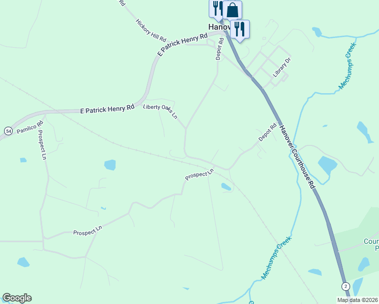 map of restaurants, bars, coffee shops, grocery stores, and more near 13260 Depot Road in Hanover
