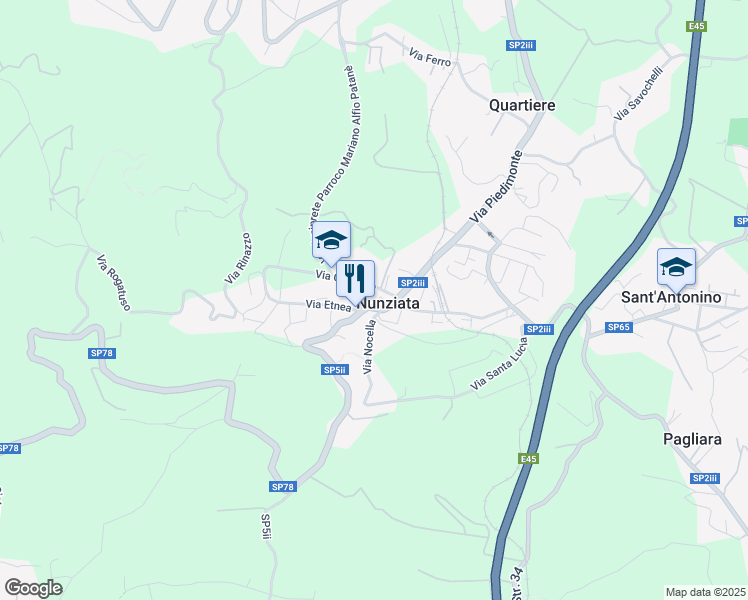 map of restaurants, bars, coffee shops, grocery stores, and more near 10 Via Kennedy in Nunziata