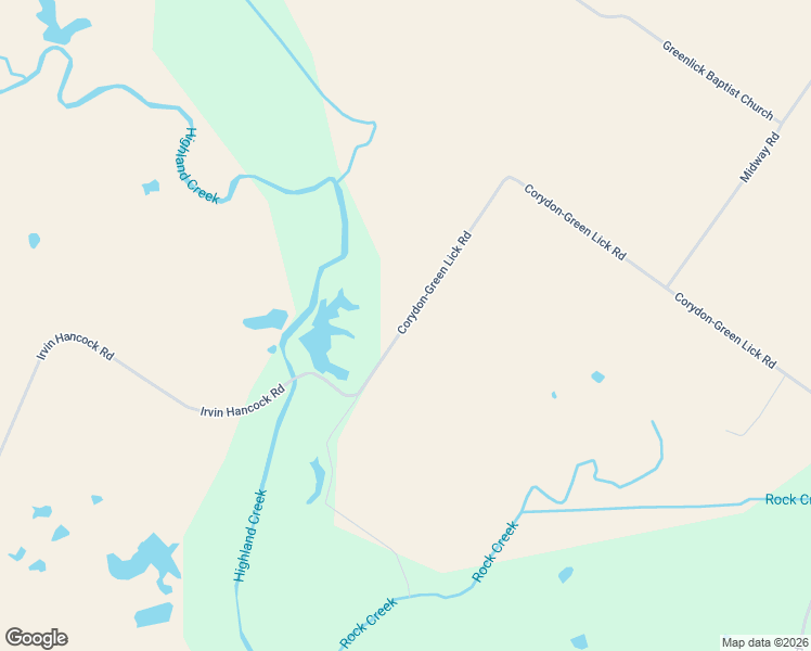 map of restaurants, bars, coffee shops, grocery stores, and more near 7007 Corydon-Green Lick Road in Corydon