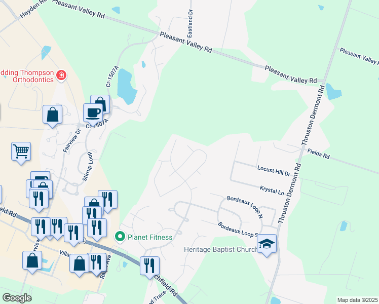 map of restaurants, bars, coffee shops, grocery stores, and more near 3537 Cannonade Loop North in Owensboro