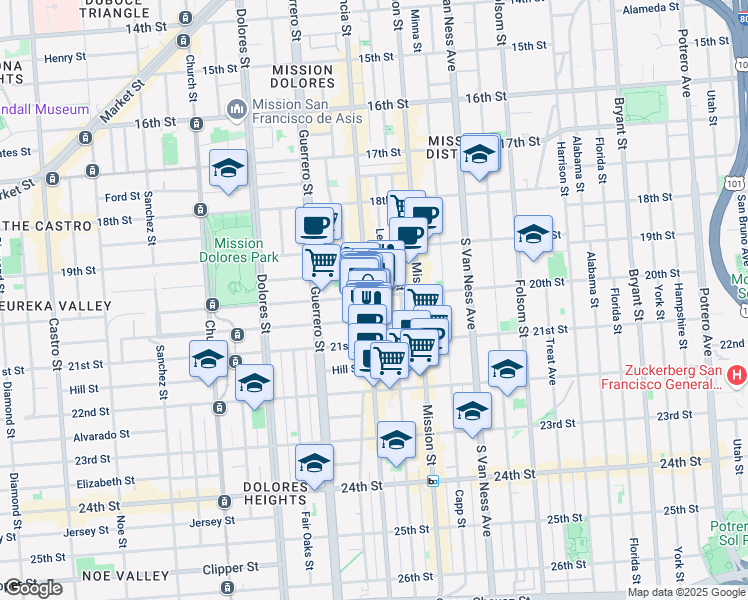 map of restaurants, bars, coffee shops, grocery stores, and more near in San Francisco