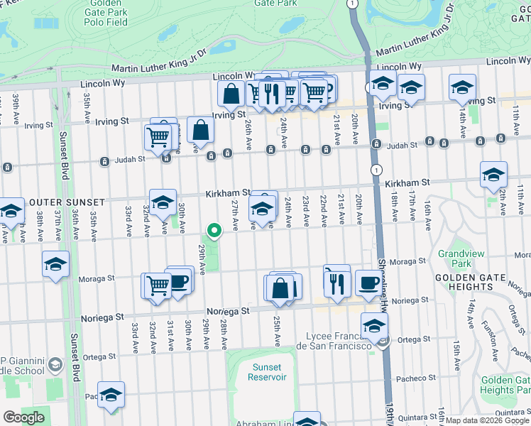 map of restaurants, bars, coffee shops, grocery stores, and more near in San Francisco