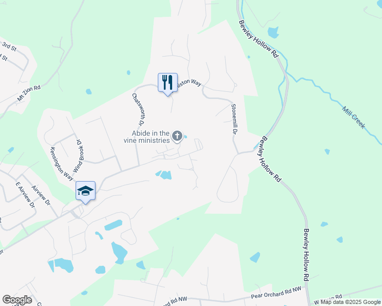 map of restaurants, bars, coffee shops, grocery stores, and more near 925 Pine Valley Drive in Elizabethtown