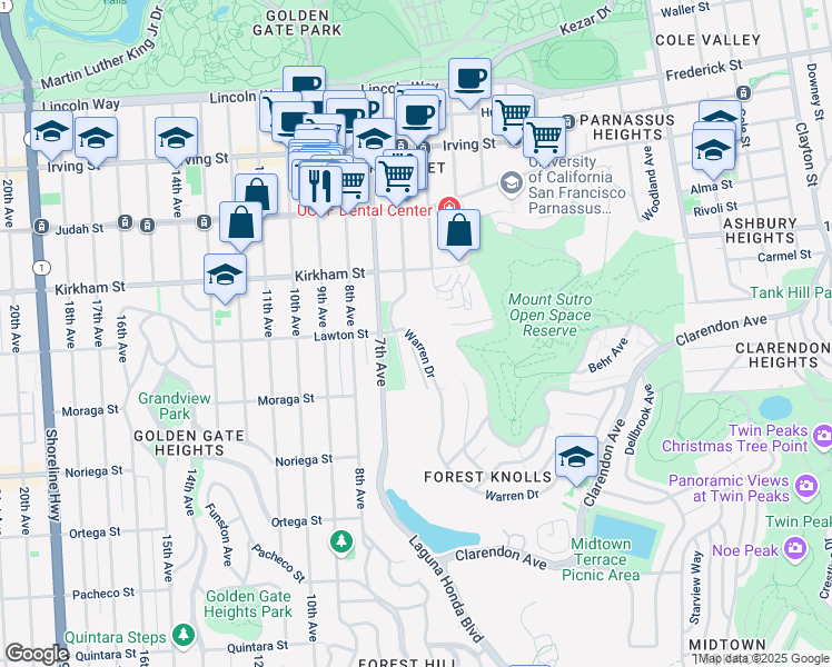 map of restaurants, bars, coffee shops, grocery stores, and more near in San Francisco