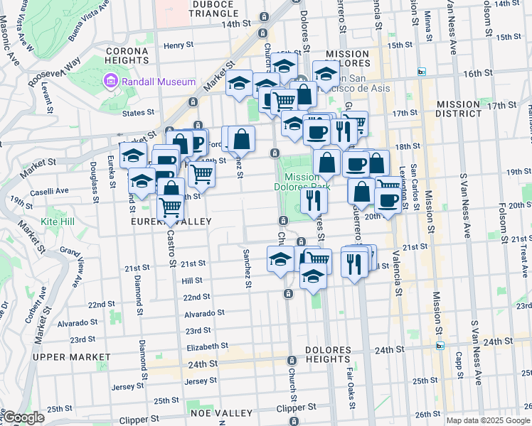 map of restaurants, bars, coffee shops, grocery stores, and more near in San Francisco