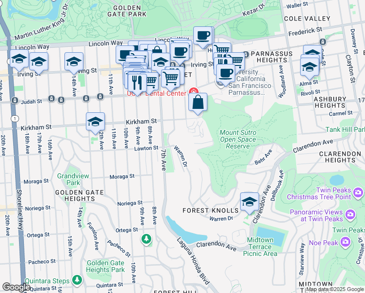 map of restaurants, bars, coffee shops, grocery stores, and more near in San Francisco
