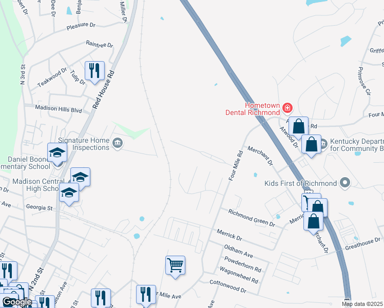 map of restaurants, bars, coffee shops, grocery stores, and more near 9040 Beginnings Way in Richmond