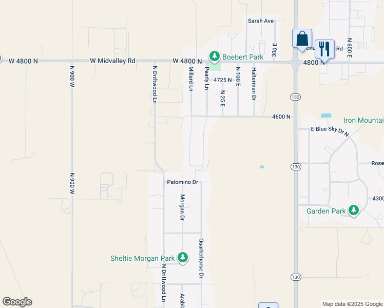 map of restaurants, bars, coffee shops, grocery stores, and more near 4436 Millard Lane in Enoch