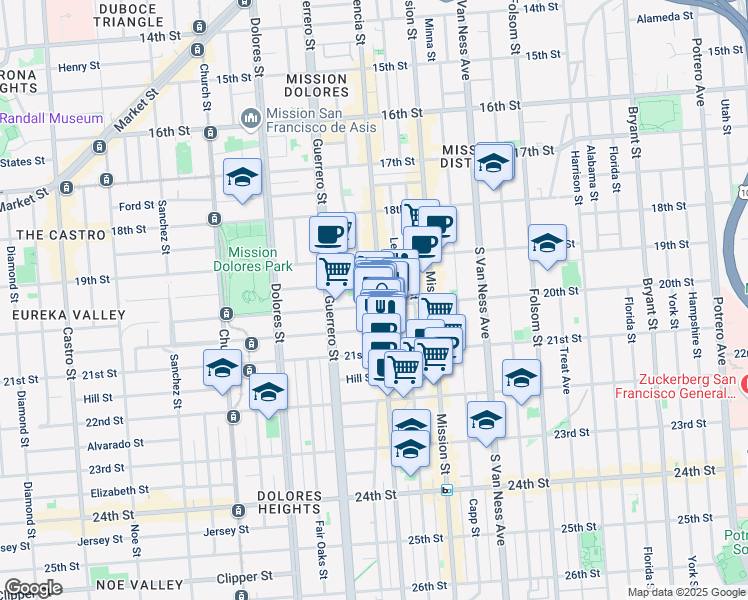map of restaurants, bars, coffee shops, grocery stores, and more near in San Francisco