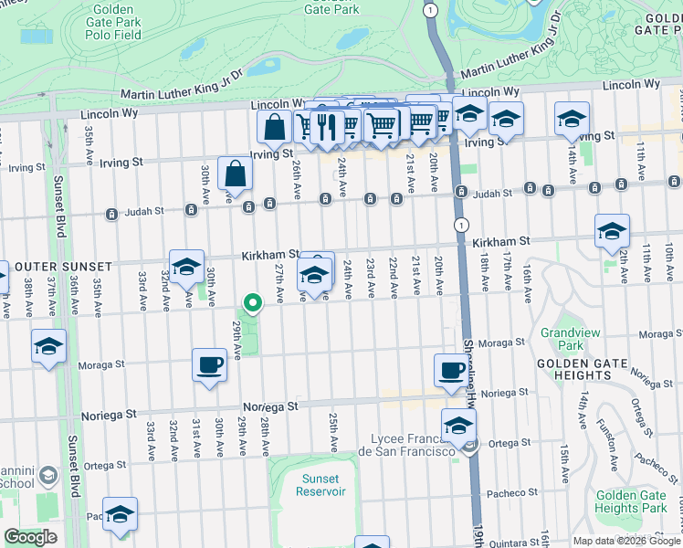map of restaurants, bars, coffee shops, grocery stores, and more near in San Francisco