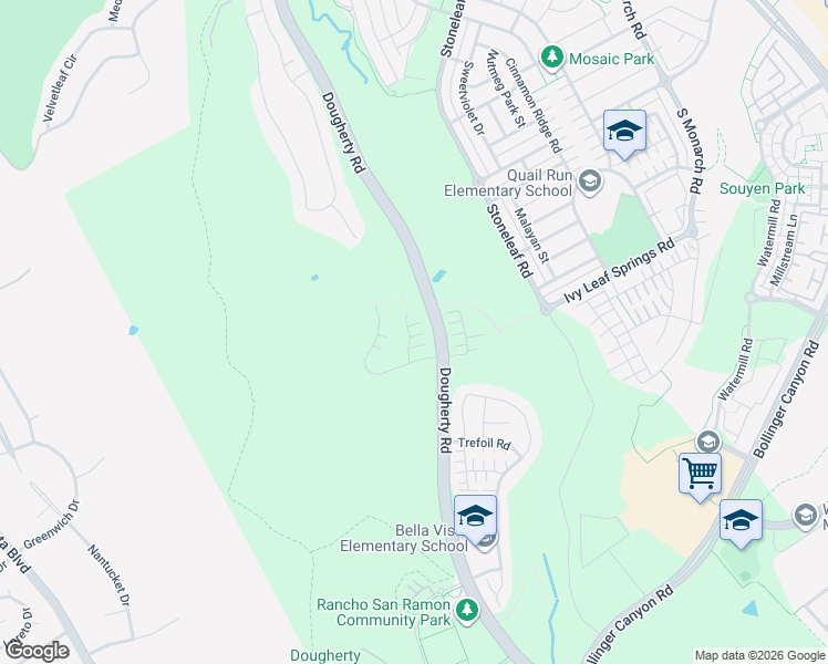 map of restaurants, bars, coffee shops, grocery stores, and more near 748 Roseum Court in San Ramon