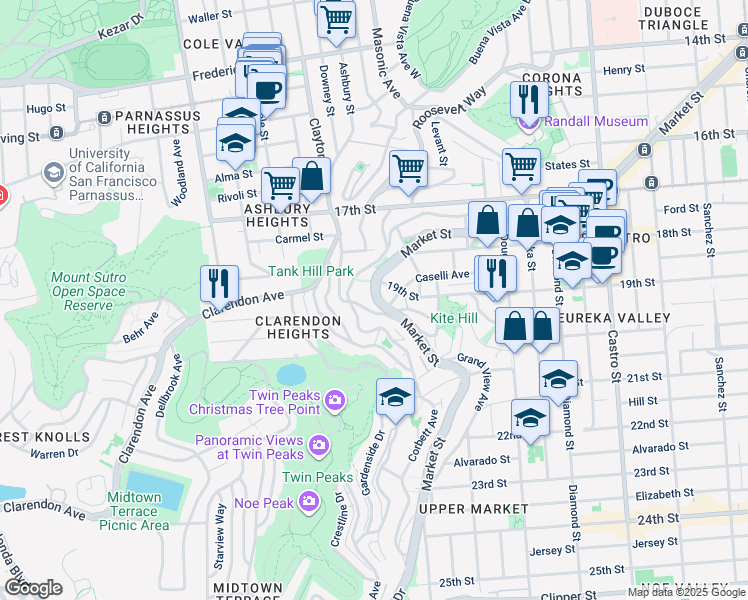 map of restaurants, bars, coffee shops, grocery stores, and more near in San Francisco