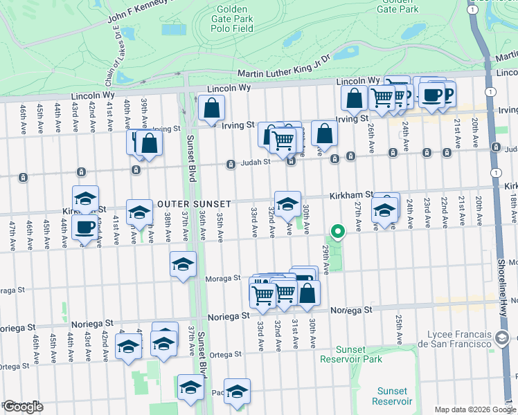 map of restaurants, bars, coffee shops, grocery stores, and more near in San Francisco