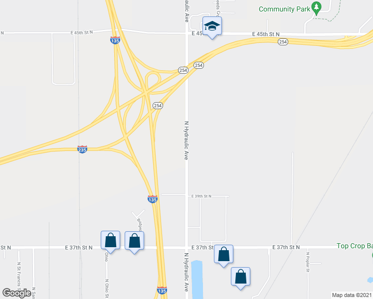 map of restaurants, bars, coffee shops, grocery stores, and more near 4148 North Hydraulic Avenue in Wichita