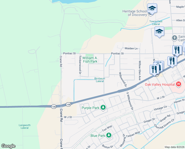map of restaurants, bars, coffee shops, grocery stores, and more near 2371 Semillion Court in Oakdale