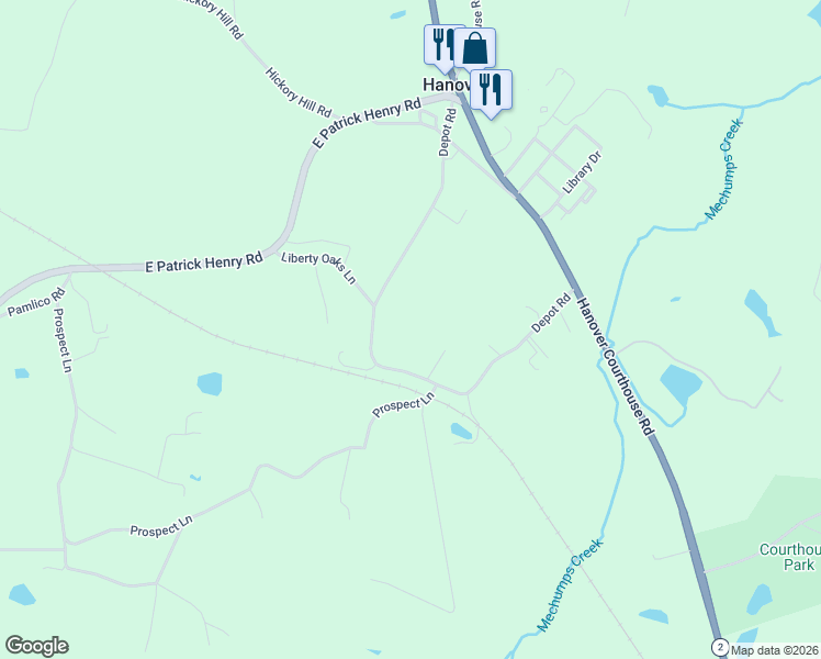map of restaurants, bars, coffee shops, grocery stores, and more near 13232 Depot Road in Hanover