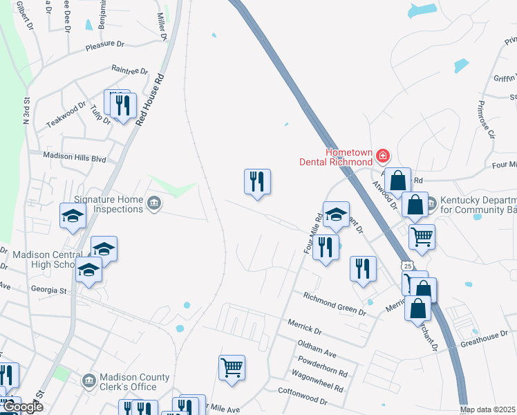 map of restaurants, bars, coffee shops, grocery stores, and more near 6050 Lauren Lane in Richmond