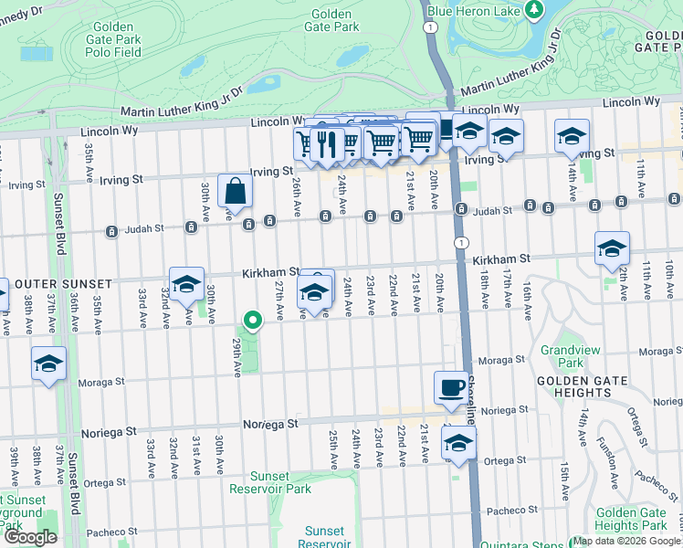 map of restaurants, bars, coffee shops, grocery stores, and more near in San Francisco