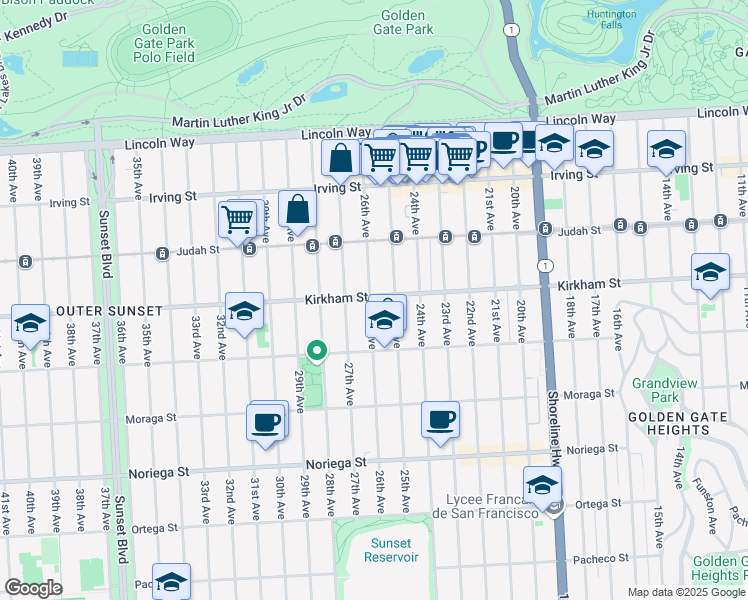 map of restaurants, bars, coffee shops, grocery stores, and more near in San Francisco