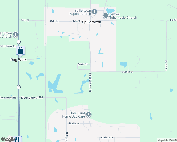map of restaurants, bars, coffee shops, grocery stores, and more near 401 South Spillertown Road in Marion