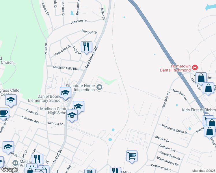 map of restaurants, bars, coffee shops, grocery stores, and more near 150 Jack Marie Drive in Richmond
